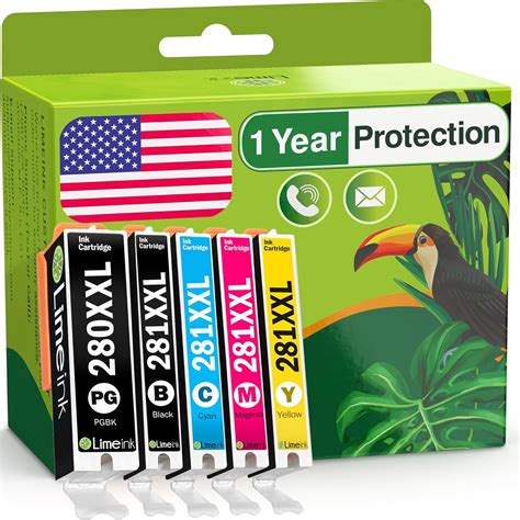 Limeink 5 Pack Compatible Pgi 280xxl Cli 281xxl High Yield Ink Cartridges For Canon Pixma Tr7520