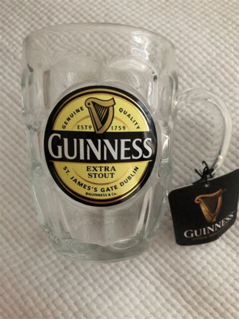 Guinness Extra Stout St Jamess Gate Dublin Dimpled Glass Tankard Beer