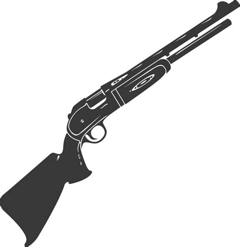 Silhouette Shotgun Gun Military Weapon Black Color Only Vector