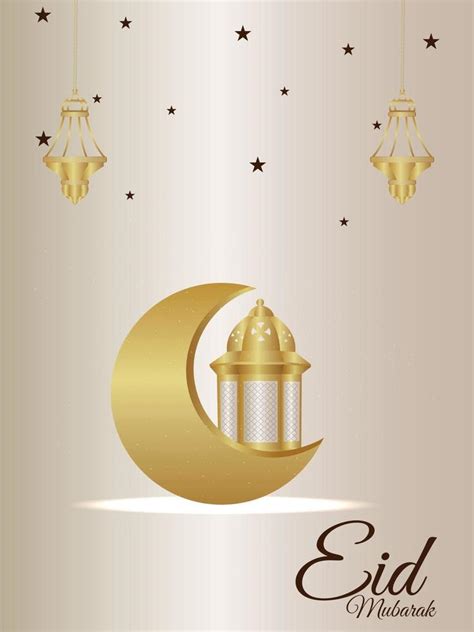 Eid Mubarak Celebration Party Flyer With Creative Golden Moon And