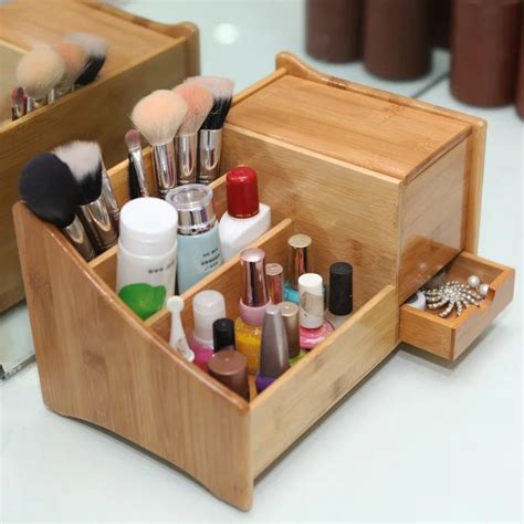 Makeup Storage Drawer Organizer Bamboo Cosmetic Display Box Buy