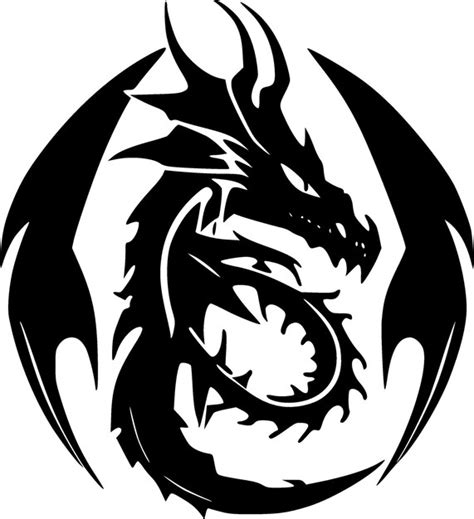 Premium Vector Dragons Black And White Isolated Icon Vector Illustration