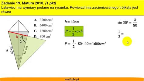 Matura z matematyki 2010 zad 19 Pole trójkąta Matfiz24 pl YouTube