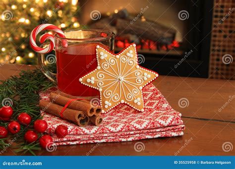 Christmas Cookie And Drink Stock Photo Image Of Flame Inside 35525958