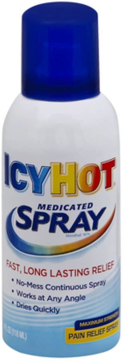 ICY HOT Medicated Pain Relief Spray Maximum Strength 4 Oz Pack Of 2