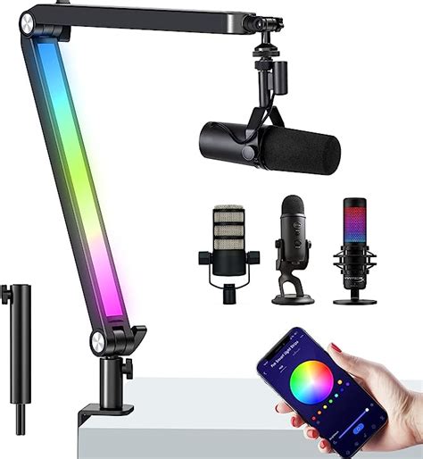 Youshares Bras De Microphone Bras Articul Micro Avec Lumi Re Rgb Pour