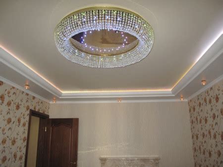 Навесной потолок с подсветкой — люстры и светильники для поверхностей