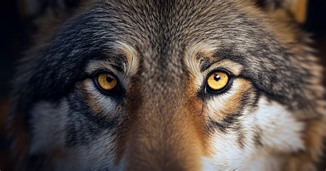 Os Olhos De Um Lobo S O Amarelos Brilhantes No Escuro Foto Premium