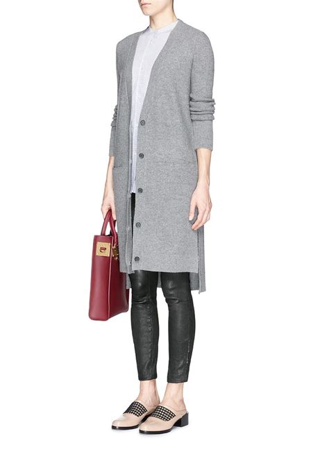 Lyst Vince Cashmere Pocket Long Cardigan In Gray