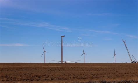 Wind Farm Construction Building of New Windmill on the Wind Power ...