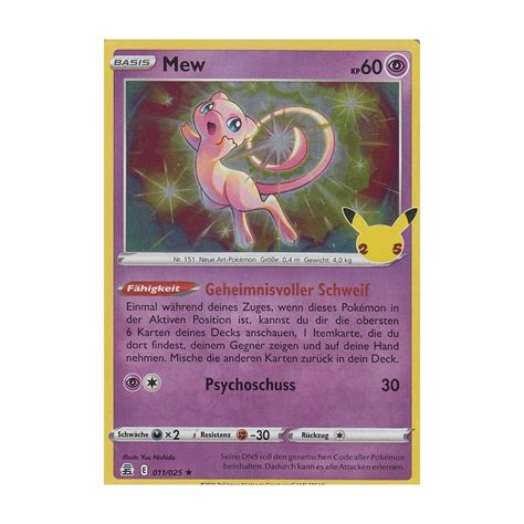 Mew 011 025 HOLO Celebrations Pokemon Karte günstig kaufen