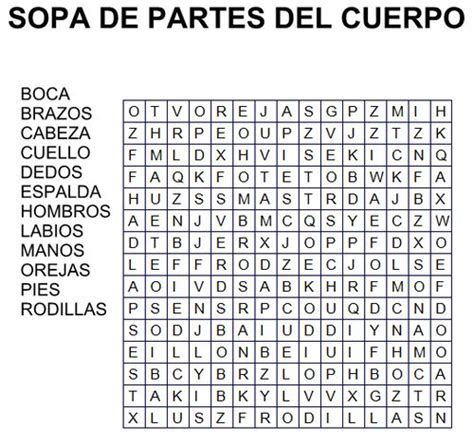 Diario Resplandor Aleta Sopa De Letras De Las Partes Del Cuerpo En Sexiz Pix