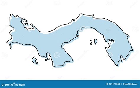 Stylized Simple Outline Map Of Panama Icon Blue Sketch Map Of Panama