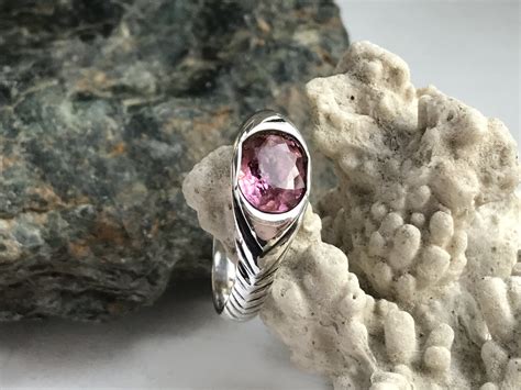 Womens Rosa Turmalin Sterling Silber Ring Handgemachte Etsy