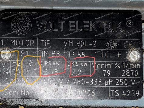 Lecture plaque signalétique moteur électrique Questions Conseils