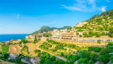 Aerial View Of Banyalbufar Mallorca Spain Stock Image Image Of