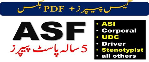 ASF Past Papers For Corporal ASI Assistant UDC LDC Driver