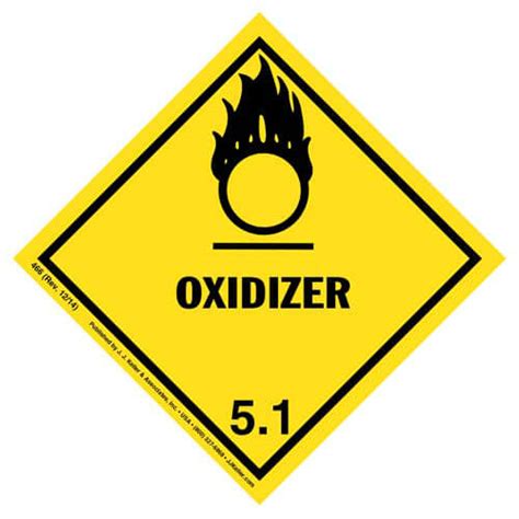 Class 5 Oxidizer Labels Paper Single Sheet 2 Labelssheet Part