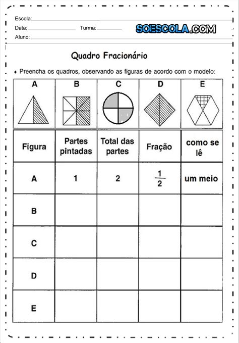 Atividades Com Frações 4 Ano Para Imprimir — SÓ Escola