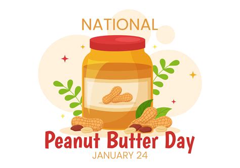 National Peanut Butter Day Vector Illustration On 24 January With Jar