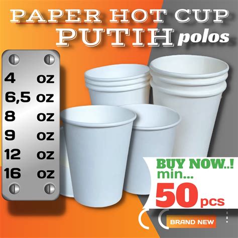 Jual Paper Cup Polos Putih Papper Peper Tempat Gelas Cangkir Mug Cup