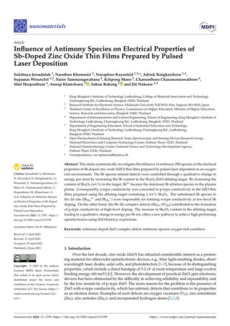 PDF Influence Of Antimony Species On Electrical Properties Of Sb