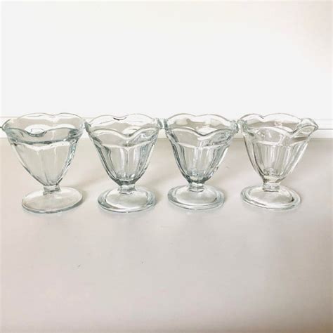 Vintage Anchor Hocking Clear Ice Cream Sundae Glasses Set Of 4 Chairish