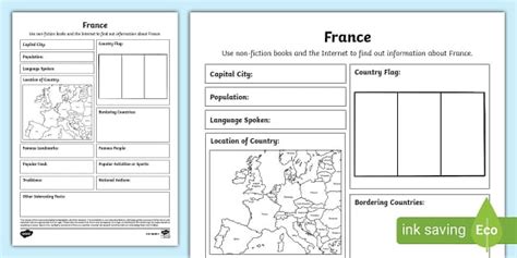 France Fact File Writing Template Teacher Made Twinkl