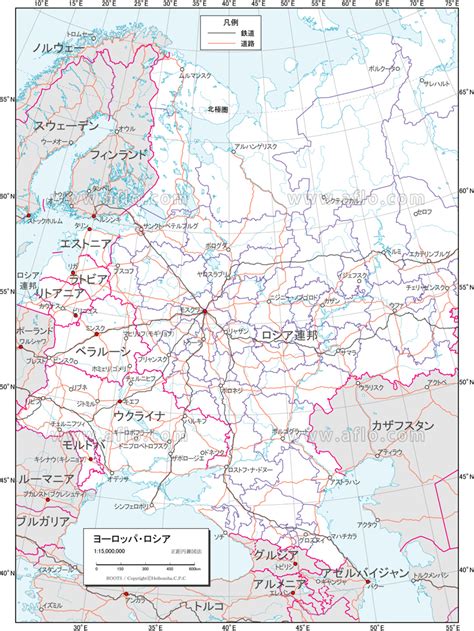 地図素材ヨーロッパロシア 交通図 82478 ベクトル地図素材 加工編集できるai形式データ アフロモール