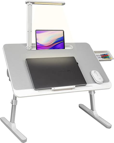 RAINBEAN Portable Laptop Table with LED Lights, Adjustable Stand, White - Walmart.com