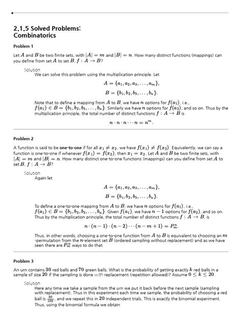 Combinatorics Solved Problems | PDF | Function (Mathematics) | Mathematical Analysis