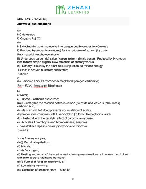 Solution Biology Form 4 Paper 2 Marking Scheme Studypool