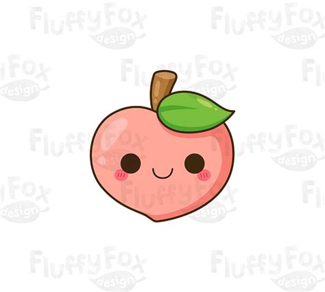 Kawaii Peach Clipart Cute Peaches Faces Clip Art Fruit | Etsy