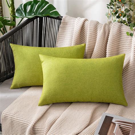 MIULEE Lot de 2 housses de coussin décoratives pour extérieur en lin