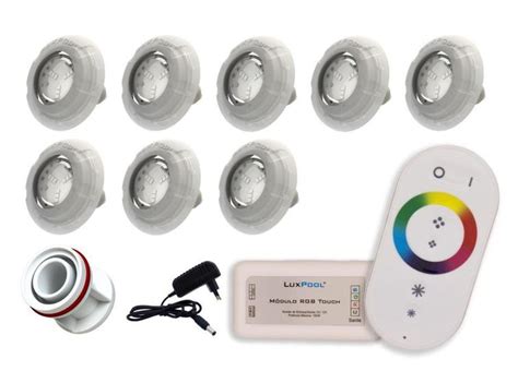 Kit Leds Rgb Piscina Controle Fonte Adaptador Mm Luxpool