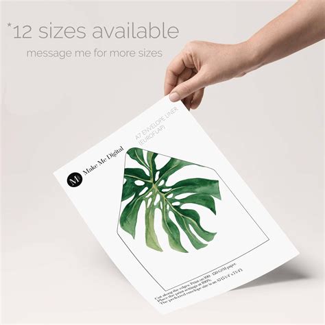 Monstera Leaf Liner Template DIY Tropical Envelope Liner Palm Etsy UK