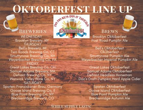 oktoberfest beer line up | The Ho-Ho-Kus Inn & Tavern