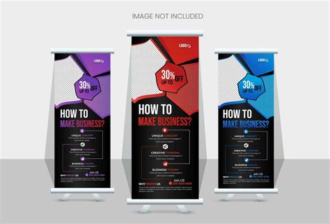 Roll up banner design template, with 3 designs, 3 colors. editable roll-up banner vector ...