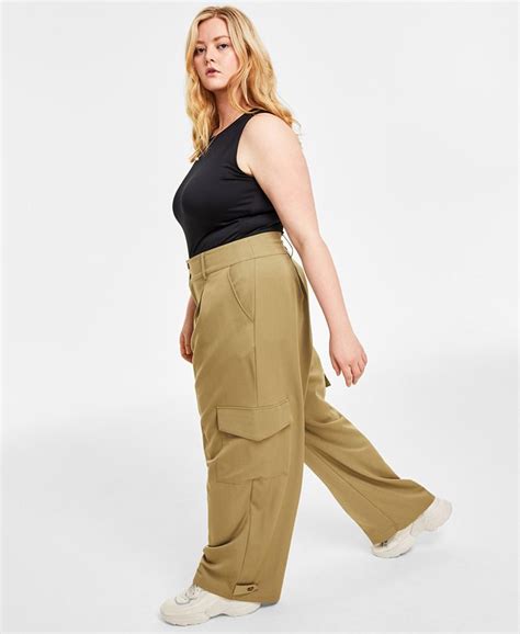 And Now This Trendy Plus Size Wide Leg Pleated Cargo Pants And Reviews Pants And Capris Plus