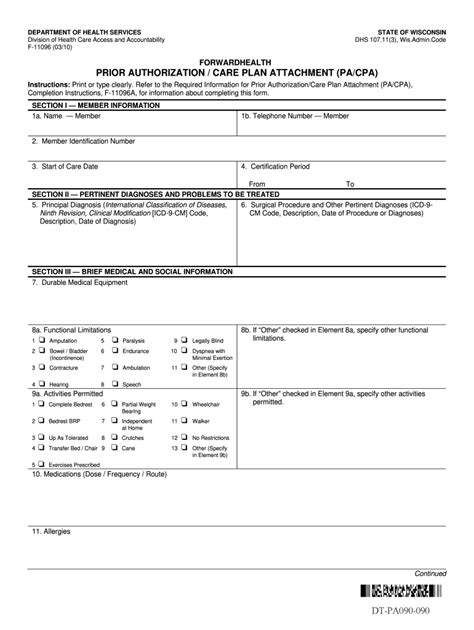 Wisconsin Forwardhealth Form F A Fill Out And Sign Printable Pdf