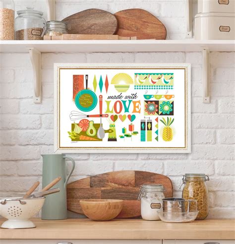 Mid Century Modern Kitchen Decor Colorful Cooking Print Gift for Cook ...