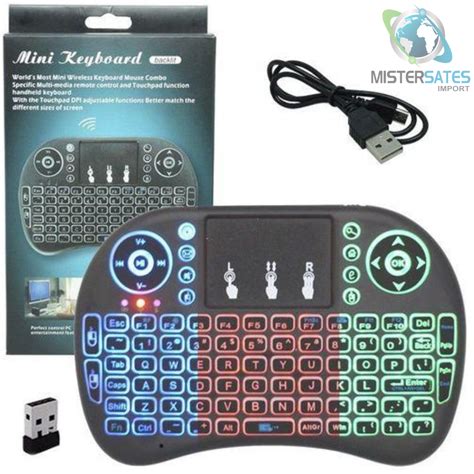 Mini Teclado Touch Sem Fio Tv Wireless Rgb Luz Led Efeitos