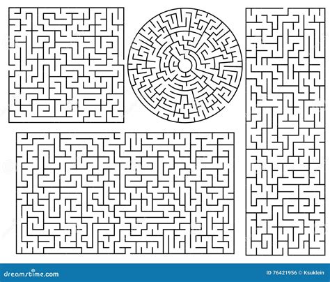 Vector Maze Template Blank Black And White Labyrinth Isolated On White Background Preschool