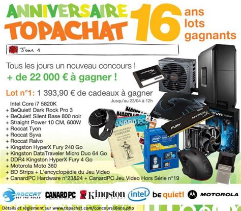 Concours Top Achat Fête Ses 16 Ans Avec 22000 € De Dotation