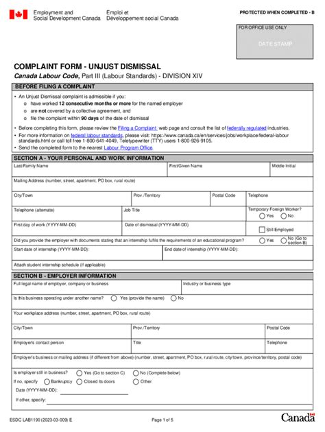 2023 Form Canada Esdc Lab1190 Fill Online Printable Fillable Blank