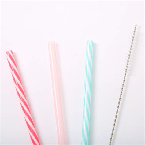 Striped Reusable Plastic Straws 3 Pack Claires Us