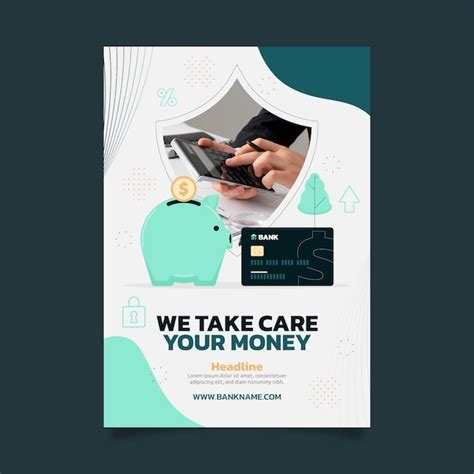 Free Vector | Bank and finance vertical poster template