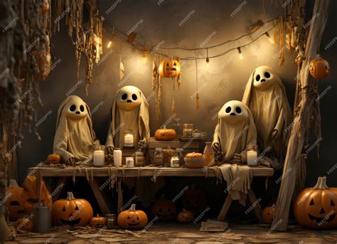 Premium Photo | Halloween wallpaper with ghosts