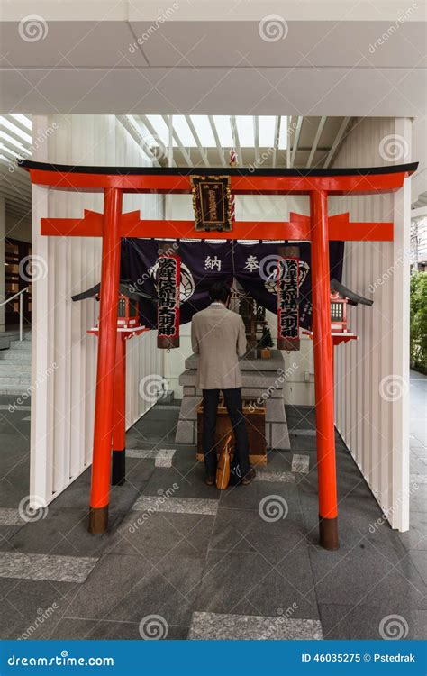 Man Praying At Shinto Shrine In Tokyo Editorial Image Image Of Belief