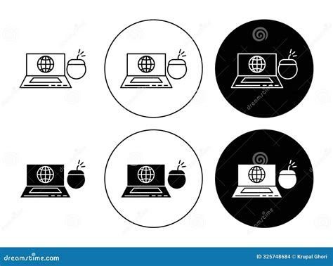 Ddos Icon Collection Of Outline Thin Line Symbol Or Sign Stock Vector